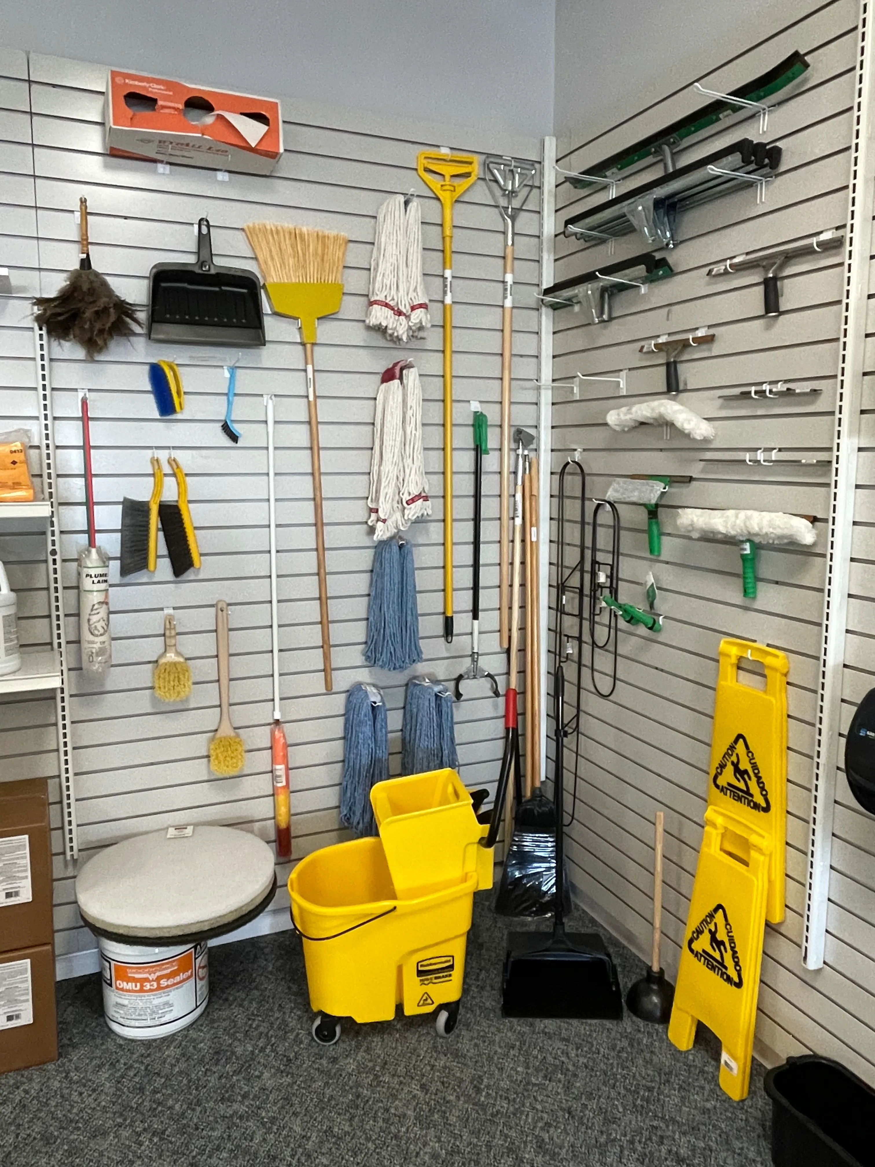 Picture of janitorial products in the store